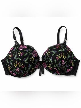 Victoria’s Secret Very Sexy Floral Embroidered Push Up Bra 38DD Black